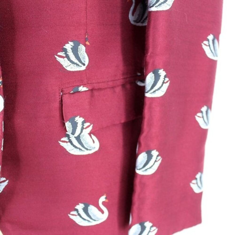 Cooper Trelise Cooper Jacket Swan Song Blazer Burgundy Embroidered Jacquard US 4 - Picture 12 of 12